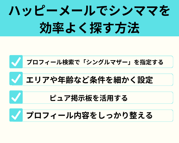 ハッピーメールでシンママを効率よく探す方法が分かる画像